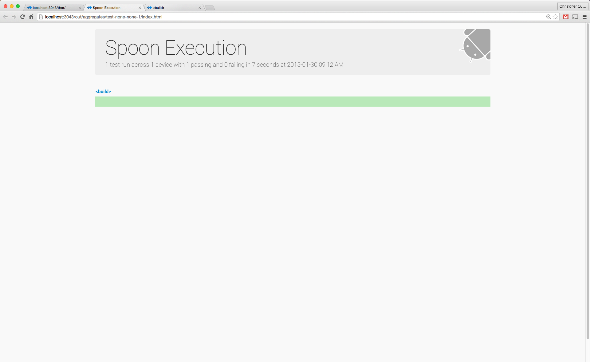 An example test output of Thor, based on Spoon